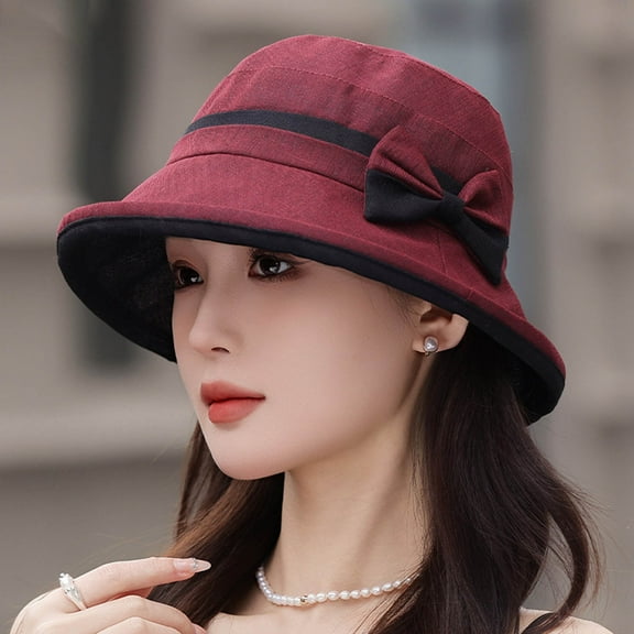 Ladies Hat Bridal Wedding Tea Party Sun Hat Ladies Outdoor Elegant Temperament Sun Hat Lightweight Breathable Sun Hat Summer New Two Color Bow Elegant Sun Shade Hat French Style Women Hat Valentines