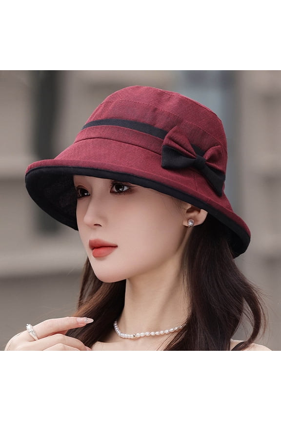 Ladies Hat Bridal Wedding Tea Party Sun Hat Ladies Outdoor Elegant Temperament Sun Hat Lightweight Breathable Sun Hat Summer New Two Color Bow Elegant Sun Shade Hat French Style Women Hat Valentines