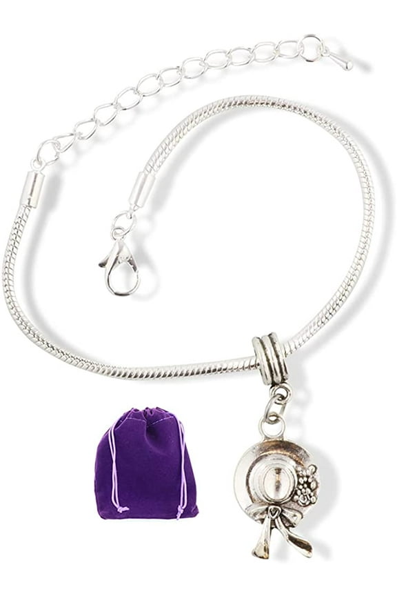 Ladies Hat with Grapes and Bow Bracelet