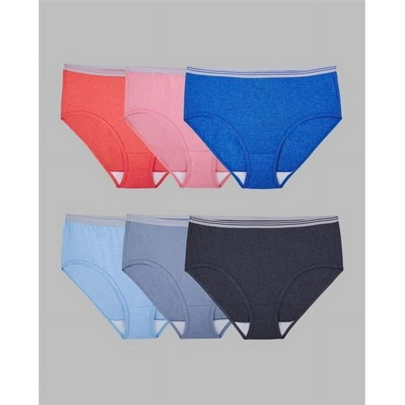 Ladies Heather Low Rise Panty Briefs, Assorted Color - Size 8 - Pack of 6