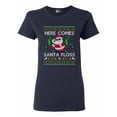 thumbnail image 1 of Ladies Here Comes Santa Floss Dance Christmas Funny DT T-Shirt Tee, 1 of 2