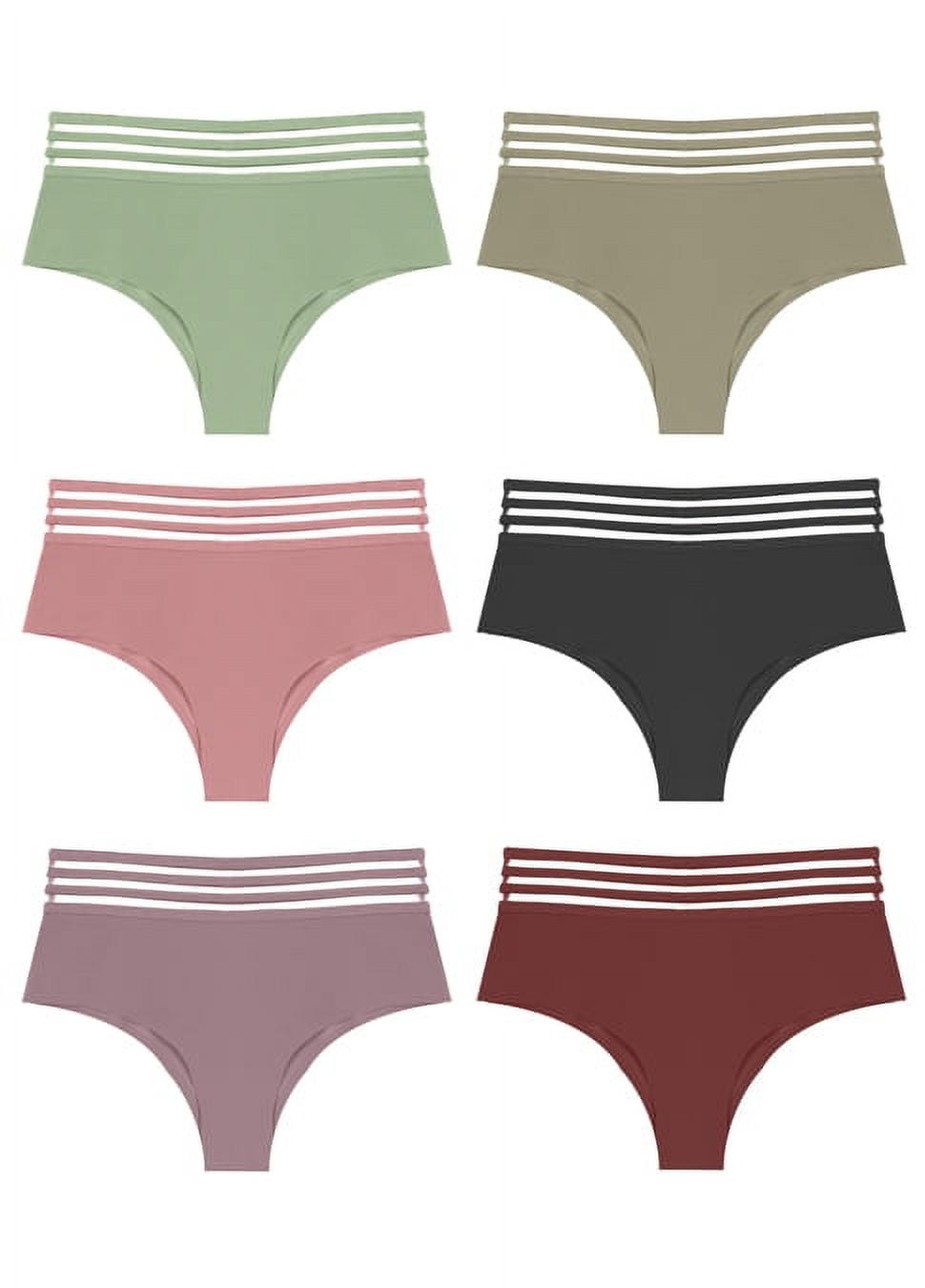 Ladies High Mesh Waist Laser Cut Hipster Panties 12 Piece Color Variety