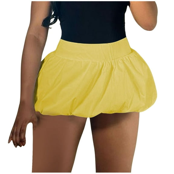 Ladies High Waist Casual Short Skirt Solid Color All Skirt Fashion Comfortable Stretchy Flattering A-Line Mini Skirt