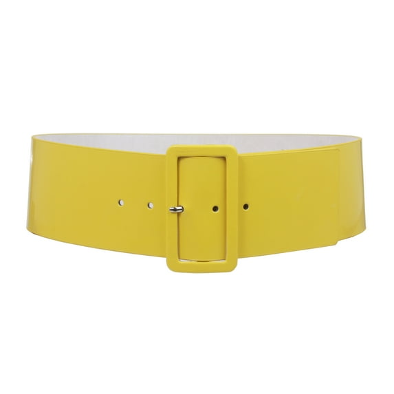 Ladies High Waist Patent Leather Wide Fashion Square Belt