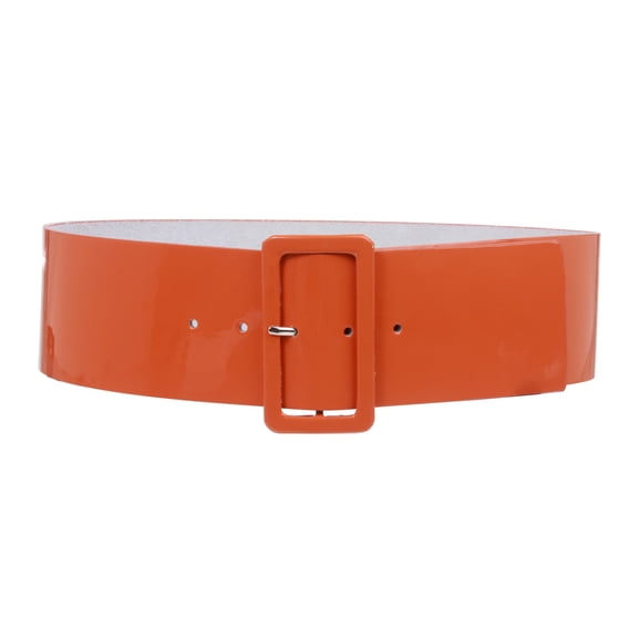 Ladies High Waist Patent Leather Wide Fashion Square Belt