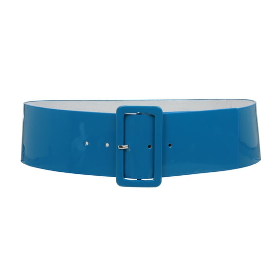 Ladies High Waist Patent Leather Wide Fashion Square Belt