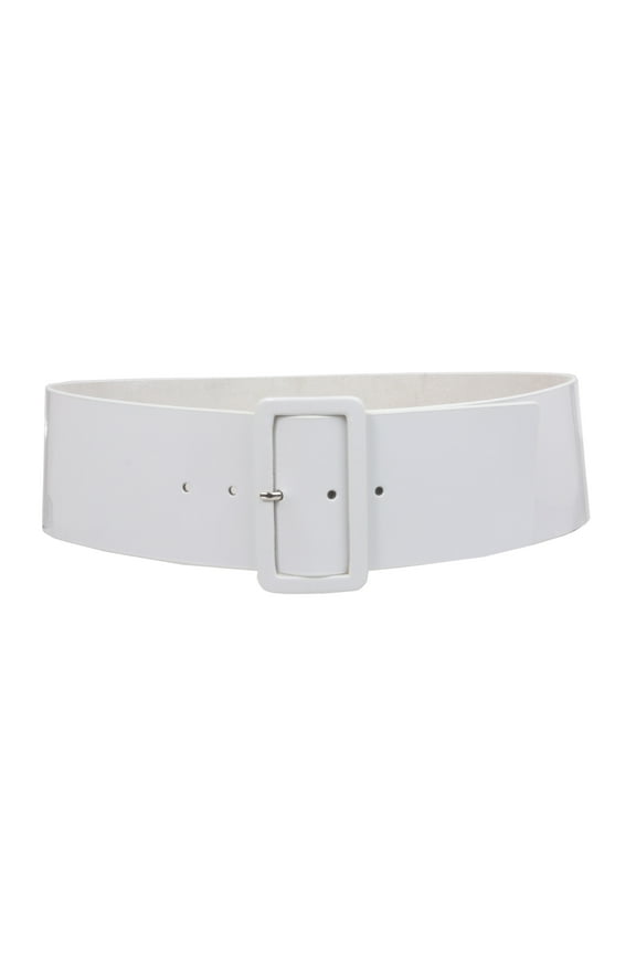 Ladies High Waist Patent Leather Wide Fashion Square Belt