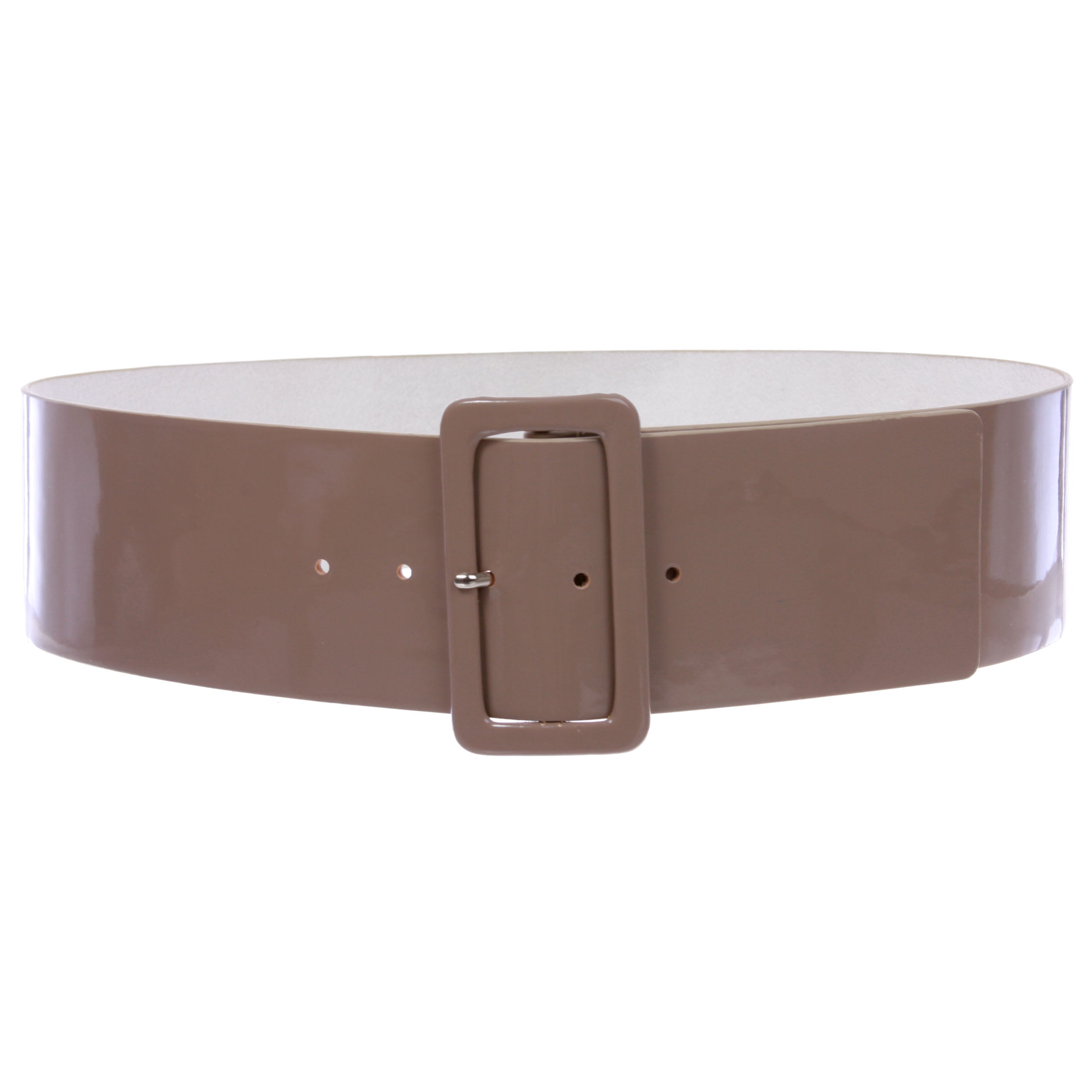 4845 Ladies High Waist Patent Leather Wide Fashion Square Belt, Olive Green Ladies-High-Waist-Patent-  main image 4
