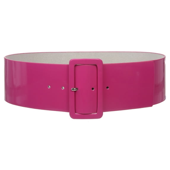 Ladies High Waist Patent Leather Wide Fashion Square Belt