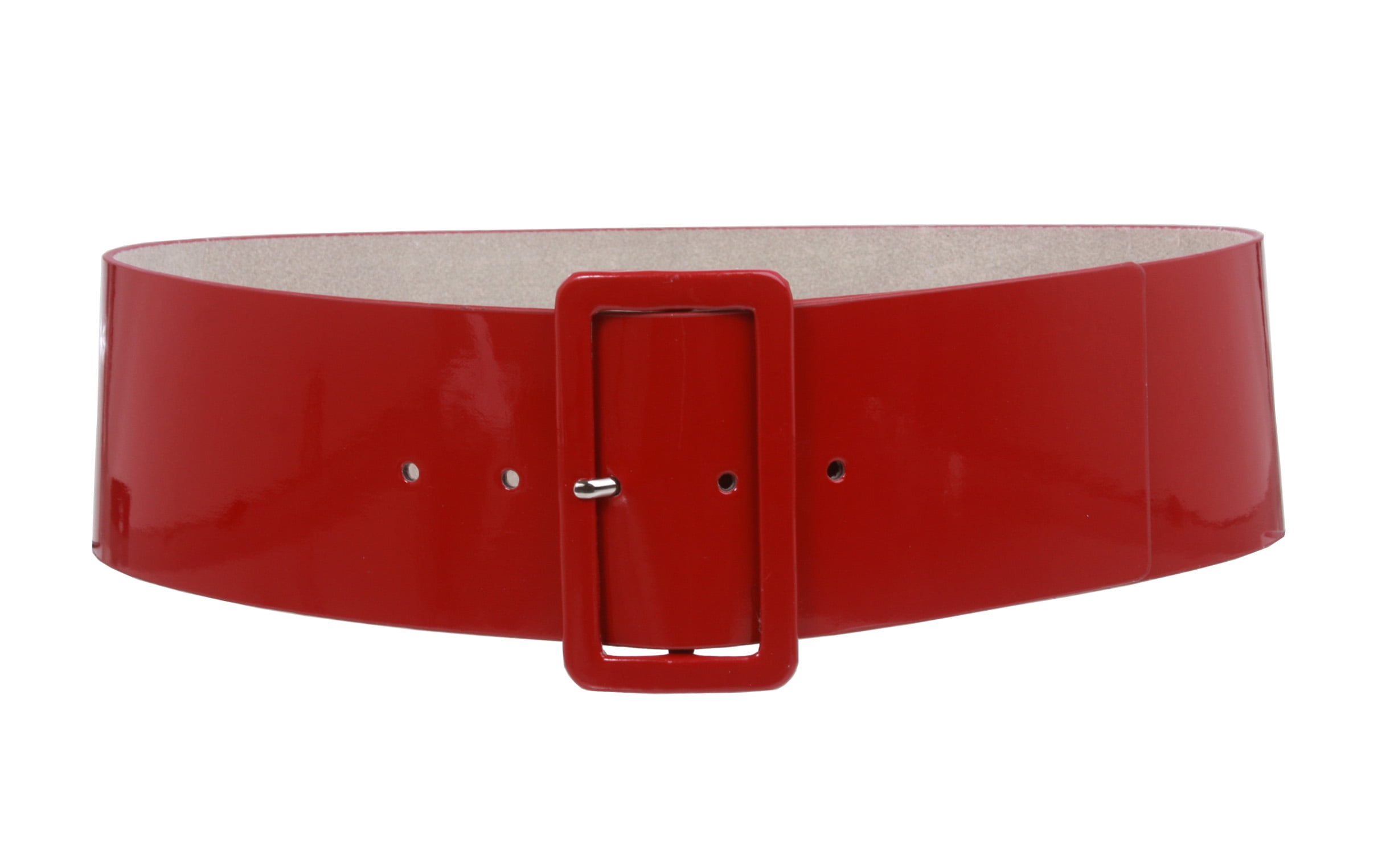 3422 Ladies High Waist Patent Leather Wide Fashion Square Belt, Dark Red | Ladies High Waist Patent Leather Wide Fashion Square Belt  main image 2