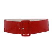 Ladies High Waist Patent Leather Wide Fashion Square Belt
