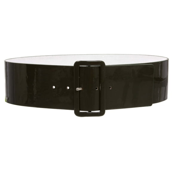 Ladies High Waist Patent Leather Wide Fashion Square Belt