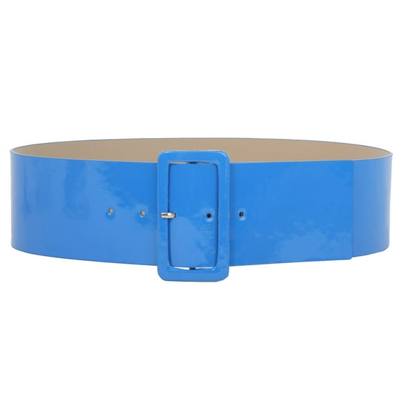 Ladies High Waist Patent Leather Wide Fashion Square Belt