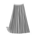 thumbnail image 1 of Ladies High Waist Pleated Satin Skirt - Solid Color, Polyester/Spandex, for Casual/Home - M-XXXXL Sizes, 1 of 2