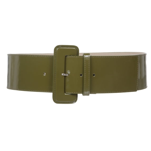 Ladies High Waist Wide Patent Fashion Plain Leather Belt