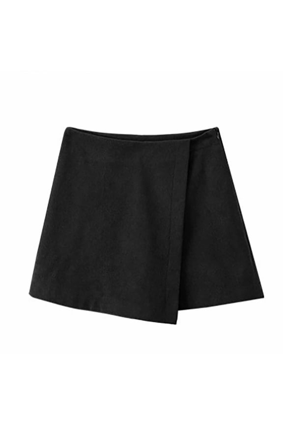 Ladies' High-Waisted Corduroy A-Line Half Skirt with Unique Hemline Design, Short Wrap Skirt for Women