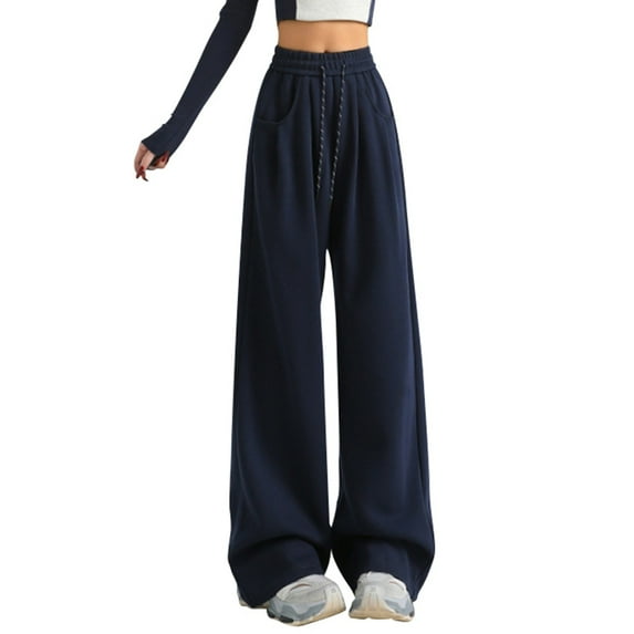 Ladies' High Waisted Wide Leg Drape Pants - Polyester Material - Casual Trousers S-XL