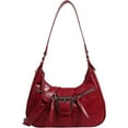 thumbnail image 1 of Ladies Hobo PU Leather Clutch Bag Shoulder Bag with Buckle Zip Vintage Handbag, 1 of 4
