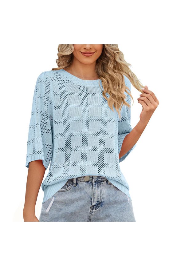 Ladies' Hollow Round Neck Sun Knitted Sweater Coat