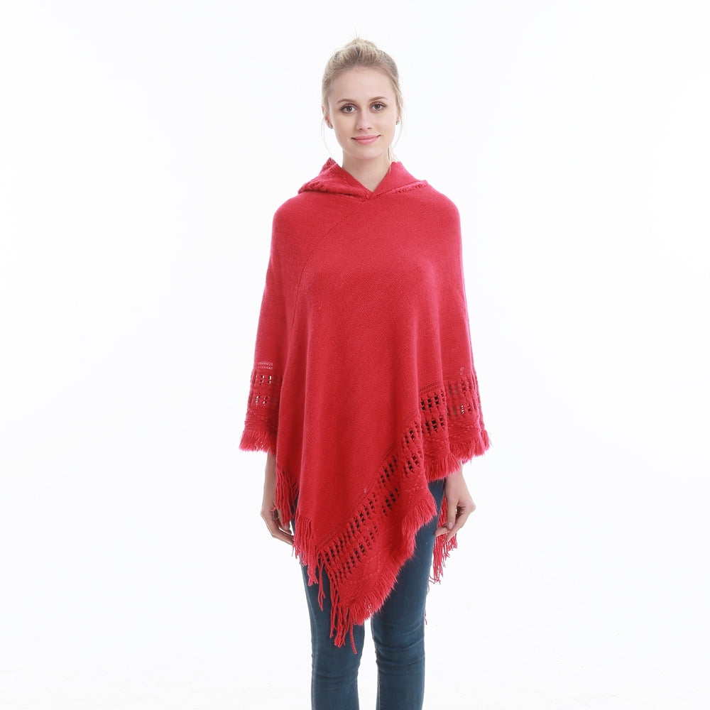 Ladies hooded poncho cheap