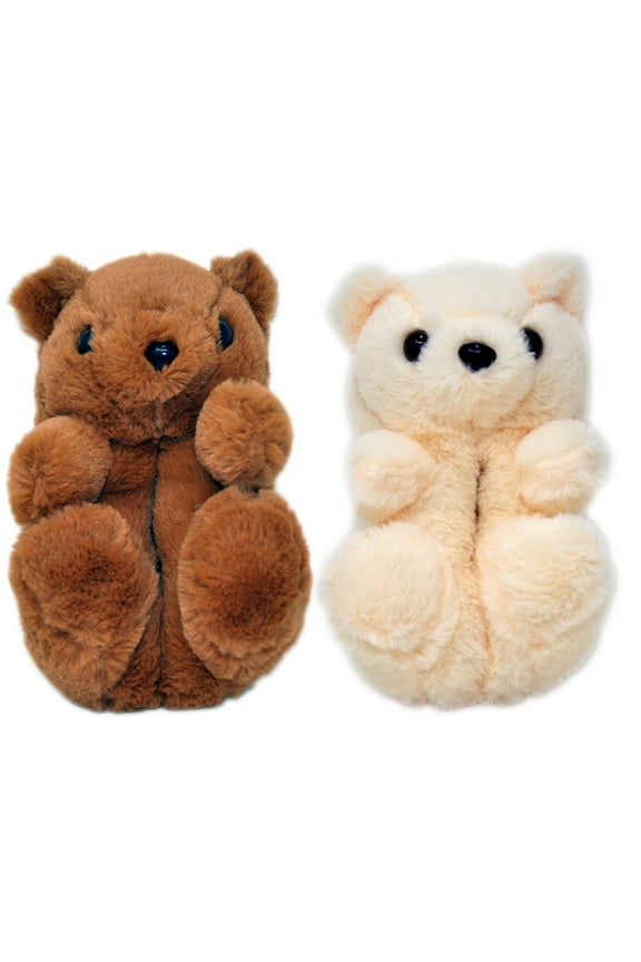 (Ladies) House Slippers, Teaddy Bear, Narrow, Flat Heel, Closed Toe, Brown, S - XL 24 pairs in a case (Bulk Pack)