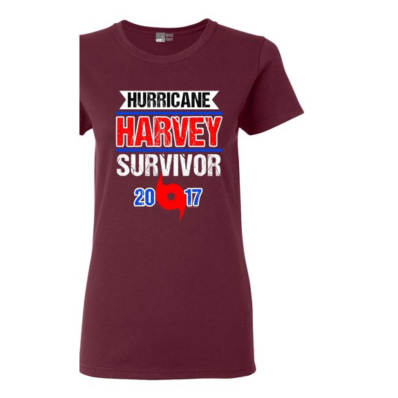 Ladies Hurricane Harvey Survivor Cyclone Symbol 2017 Houston Texas DT T-Shirt Tee