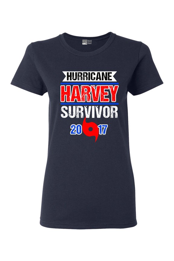 Ladies Hurricane Harvey Survivor Cyclone Symbol 2017 Houston Texas DT T-Shirt Tee
