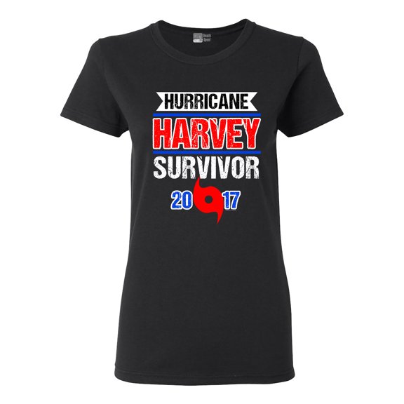 Ladies Hurricane Harvey Survivor Cyclone Symbol 2017 Houston Texas DT T-Shirt Tee
