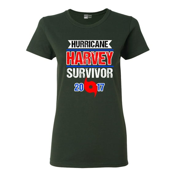 Ladies Hurricane Harvey Survivor Cyclone Symbol 2017 Houston Texas DT T-Shirt Tee