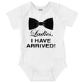 thumbnail image 1 of Ladies I Arrived Handsome Bowtie Bodysuit Jumper Boys Infant Baby Brisco Brands 6M, 1 of 6