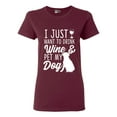 thumbnail image 1 of Ladies I Just Want To Drink Wine And Pet My Dog Lover Funny DT T-Shirt Tee, 1 of 2