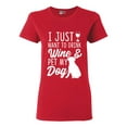 thumbnail image 1 of Ladies I Just Want To Drink Wine And Pet My Dog Lover Funny DT T-Shirt Tee, 1 of 2