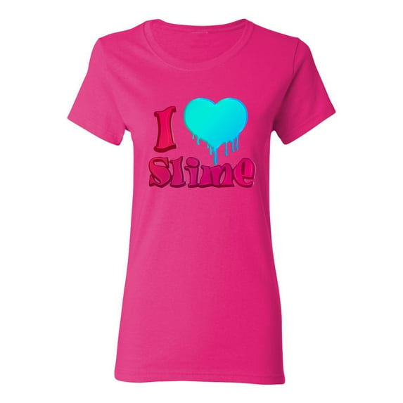 Ladies I Love Slime Heart Slime Lovers Party Funny DT T-Shirt Tee