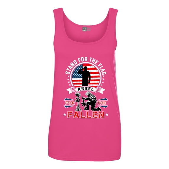 Ladies I Stand For The Flag Kneel For The Fallen Patriotic DT Tank Tops