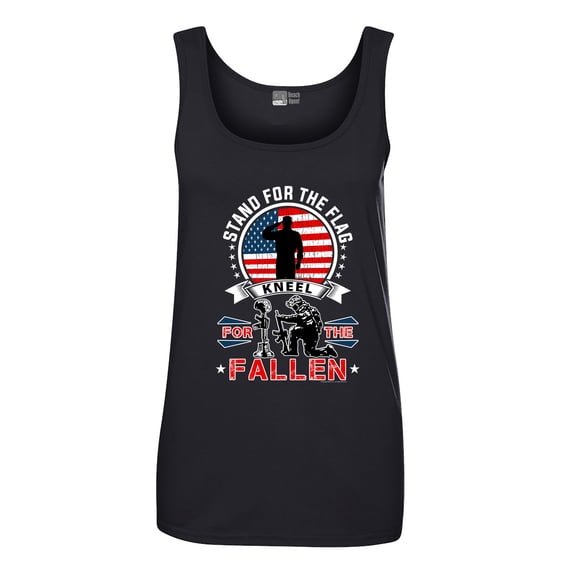 Ladies I Stand For The Flag Kneel For The Fallen Patriotic DT Tank Tops