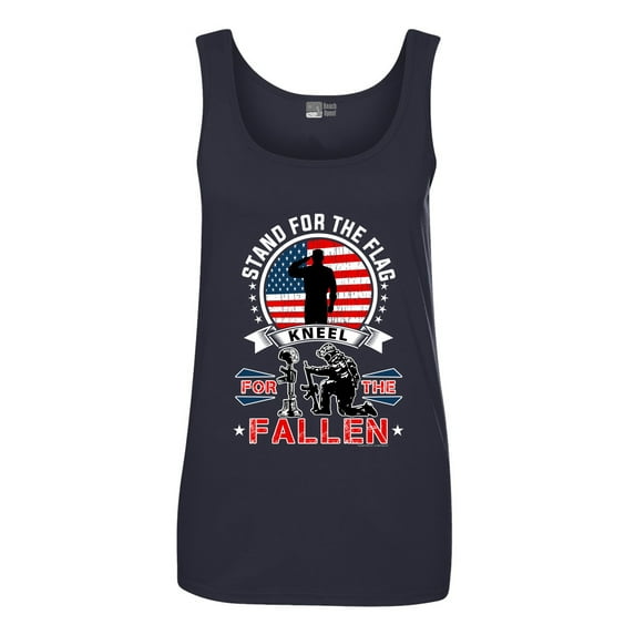 Ladies I Stand For The Flag Kneel For The Fallen Patriotic DT Tank Tops