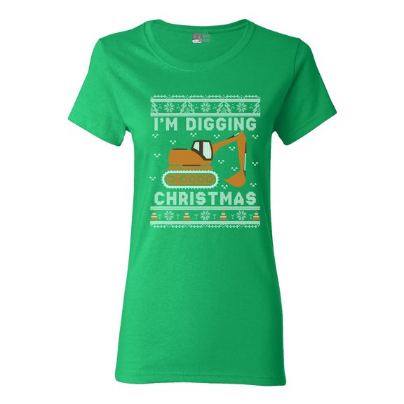 Ladies I'm Digging Christmas Construction Truck Funny DT T-Shirt Tee