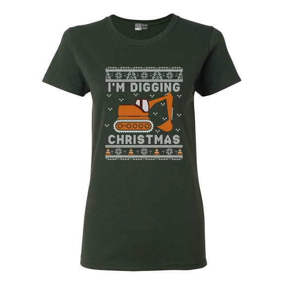 Ladies I'm Digging Christmas Construction Truck Funny DT T-Shirt Tee