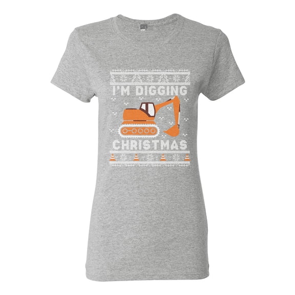 Ladies I'm Digging Christmas Construction Truck Funny DT T-Shirt Tee