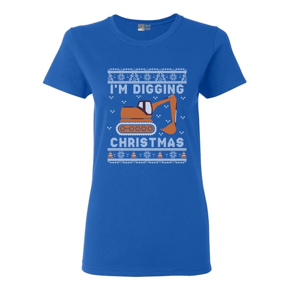 Ladies I'm Digging Christmas Construction Truck Funny DT T-Shirt Tee