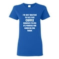 thumbnail image 1 of Ladies I'm Just Waiting Coffee Good Evil Drinks Funny T-Shirt Tee, 1 of 2
