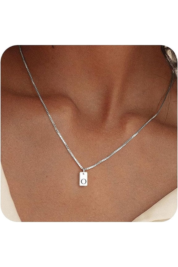 Ladies Initials Necklace Silver Plated Monogram Necklace Delicate Silver Name Necklace Personalised Initials Tag Pendant Necklace