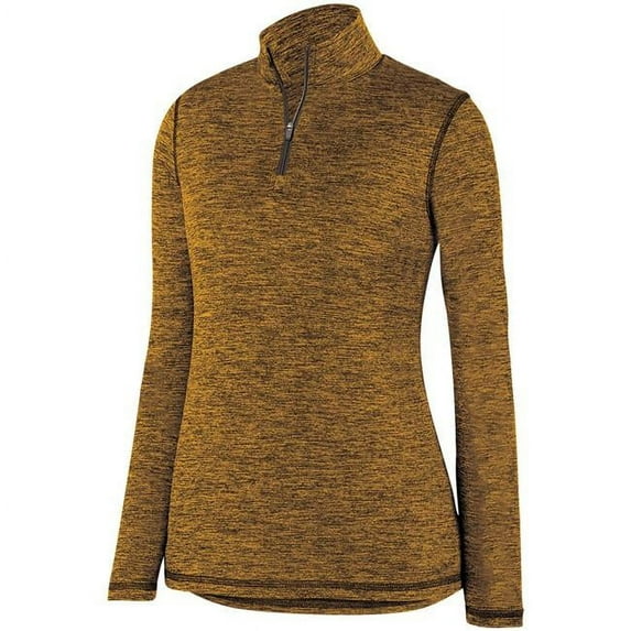 Ladies Intensify Black Heather 1 by 4 Zip Pullover, Gold - Small
