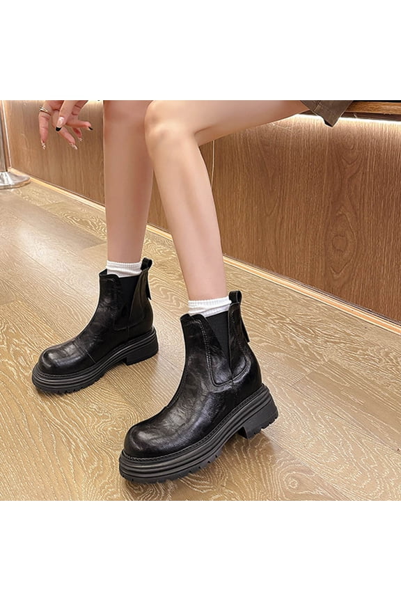 Ladies' Interior Height Increasing And Plush Thick Sole Versatile Slimming Chimney Boots
