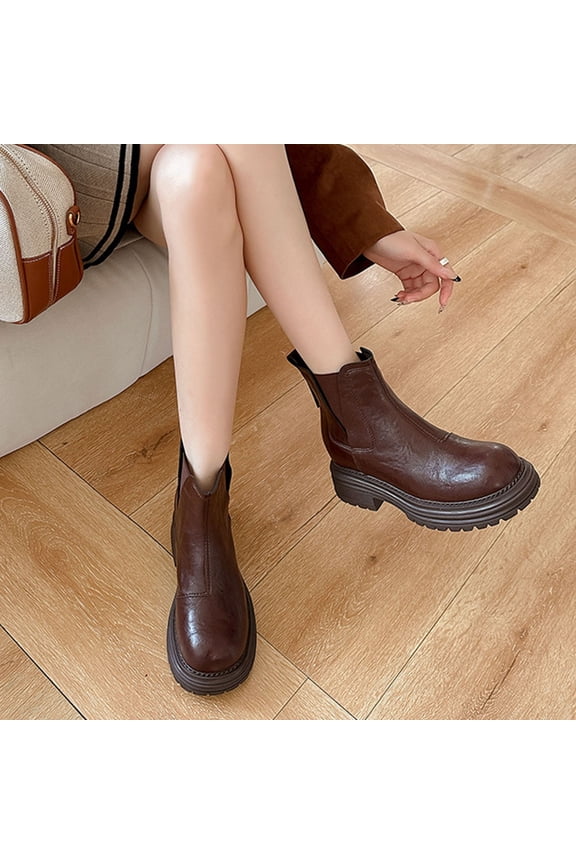 Ladies' Interior Height Increasing And Plush Thick Sole Versatile Slimming Chimney Boots