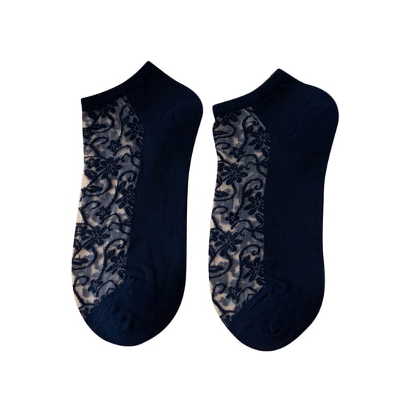 Ladies Invisible Lace Socks Thin Cotton Bottom Non Slip Low Cut Footies for Flats Summer