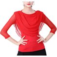 thumbnail image 1 of Ladies Jersey Draped Cowl Neck Latin Dance Practice Competition Top With Lace Up Back Detail, 1 of 5