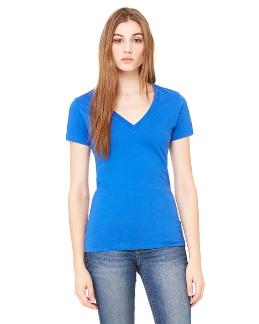 Ladies' Jersey Short-Sleeve Deep V-Neck T-Shirt TRUE ROYAL L - Walmart.com