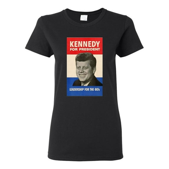 Ladies John F. Kennedy JFK 1960 Campaign Poster T-Shirt Tee