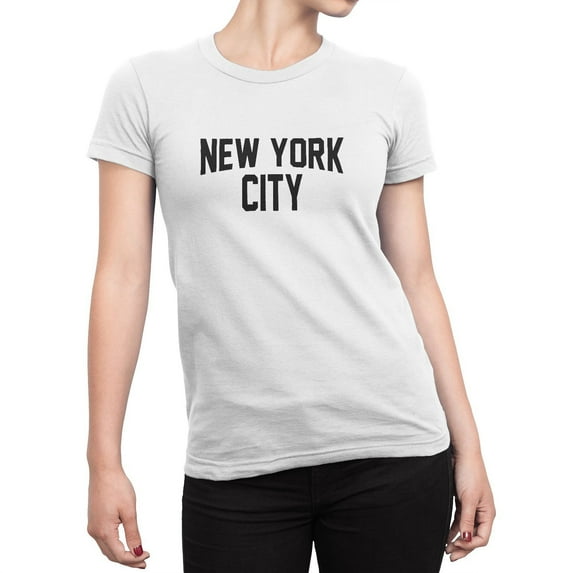 Ladies John Lennon T-Shirt Womens Cap Sleeve New York City Slim Fit Tee White...